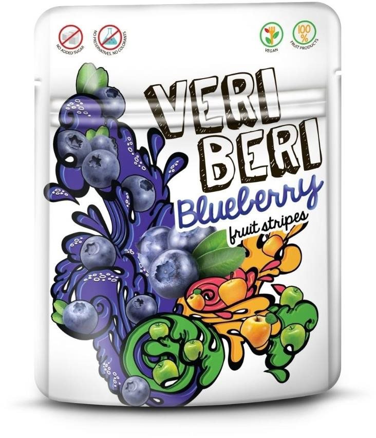 Veri Beri Ovocné stripsy Čučoriedka, 50 g Sušené ovocie