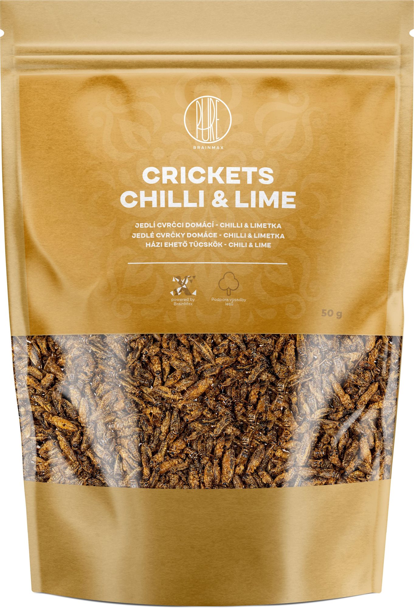BrainMax Pure Svrčky, chilli & limetka, 50 g Zdravé chipsy
