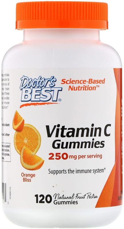 Doctor's Best Vitamin C, 120 gumových vegan bonbónů s příchutí...
