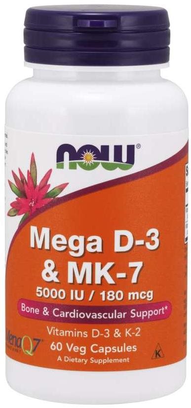Now® Foods Mega D3 & MK-7, Vitamín d3 5000 IU & Vitamín K2 180 ug,...