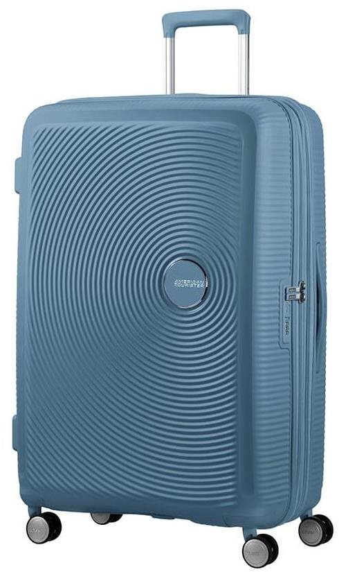 American Tourister Soundbox Spinner 77 Exp Stone Blue Cestovný kufor