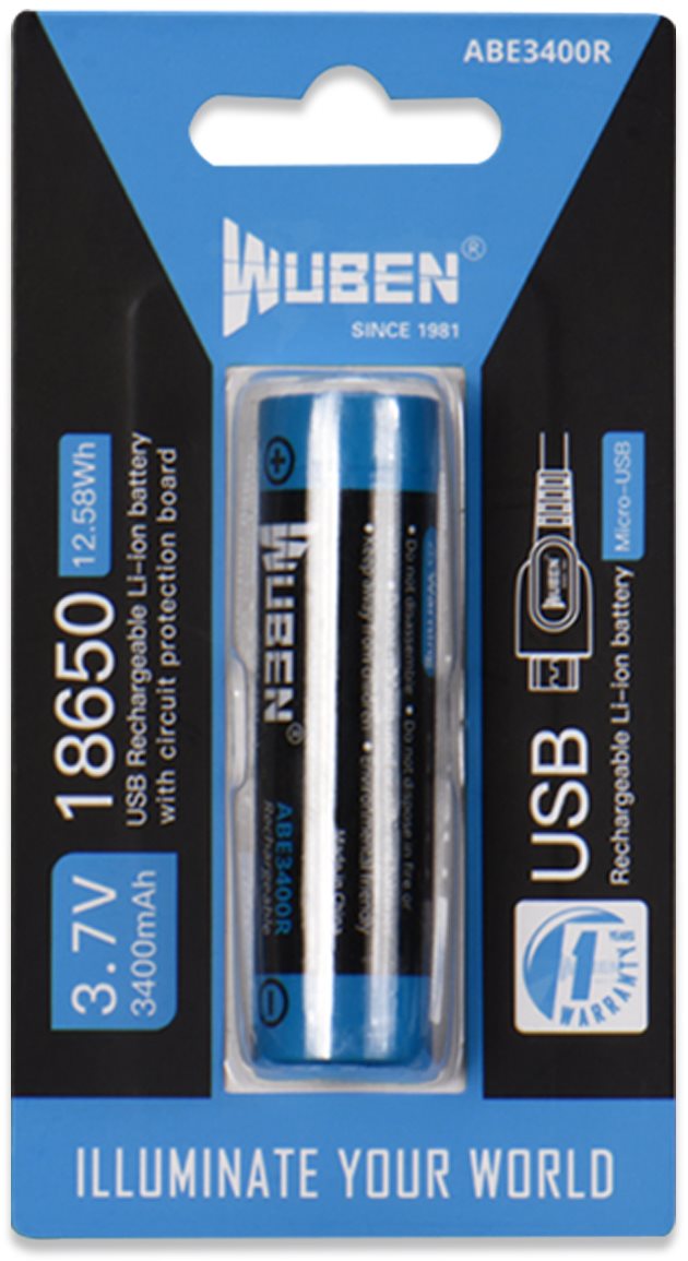 Wuben 18650 ABE3400R USB single Akkumulátor