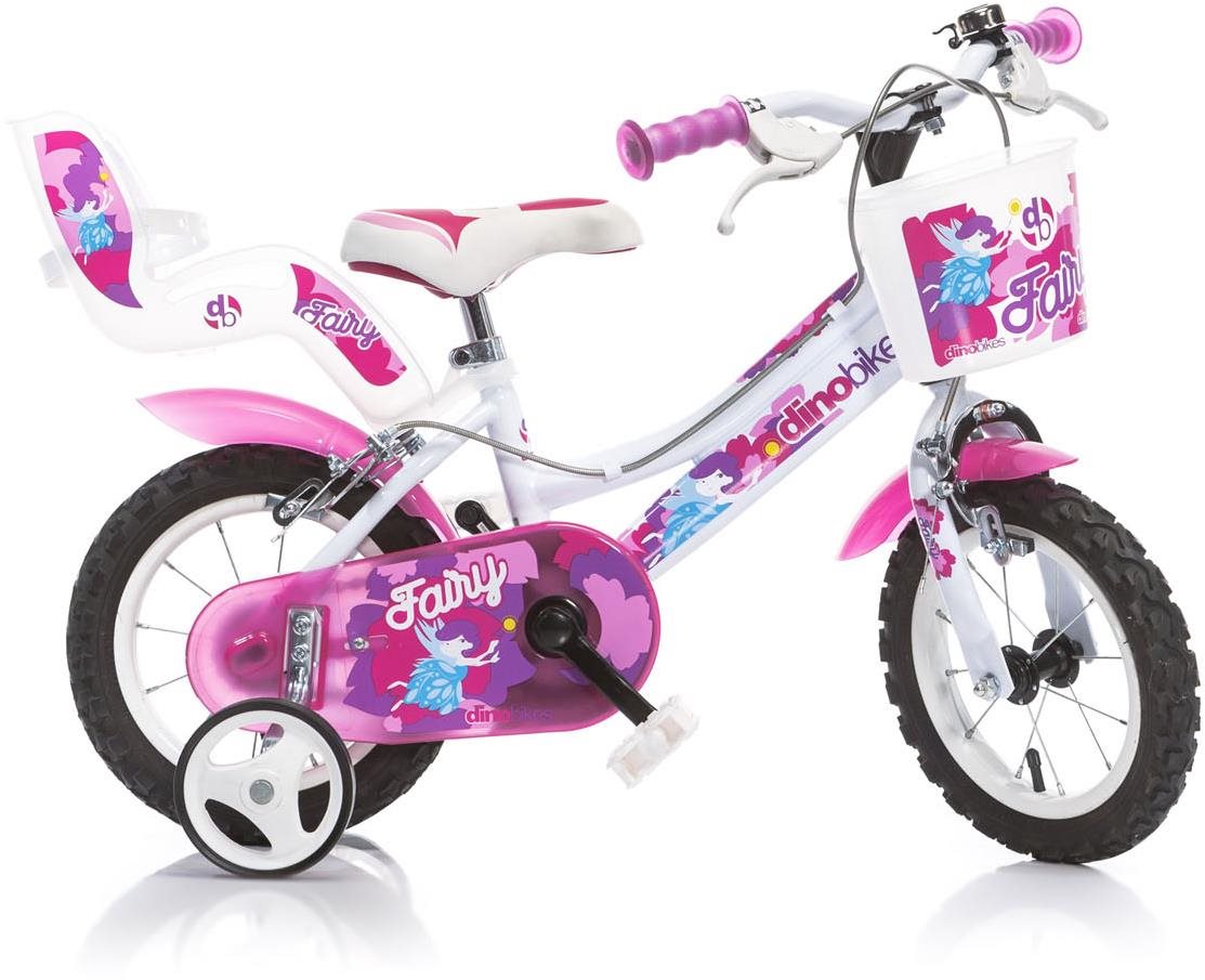 Dino 126 Fairy biely + ružový potlač 12" Detský bicykel