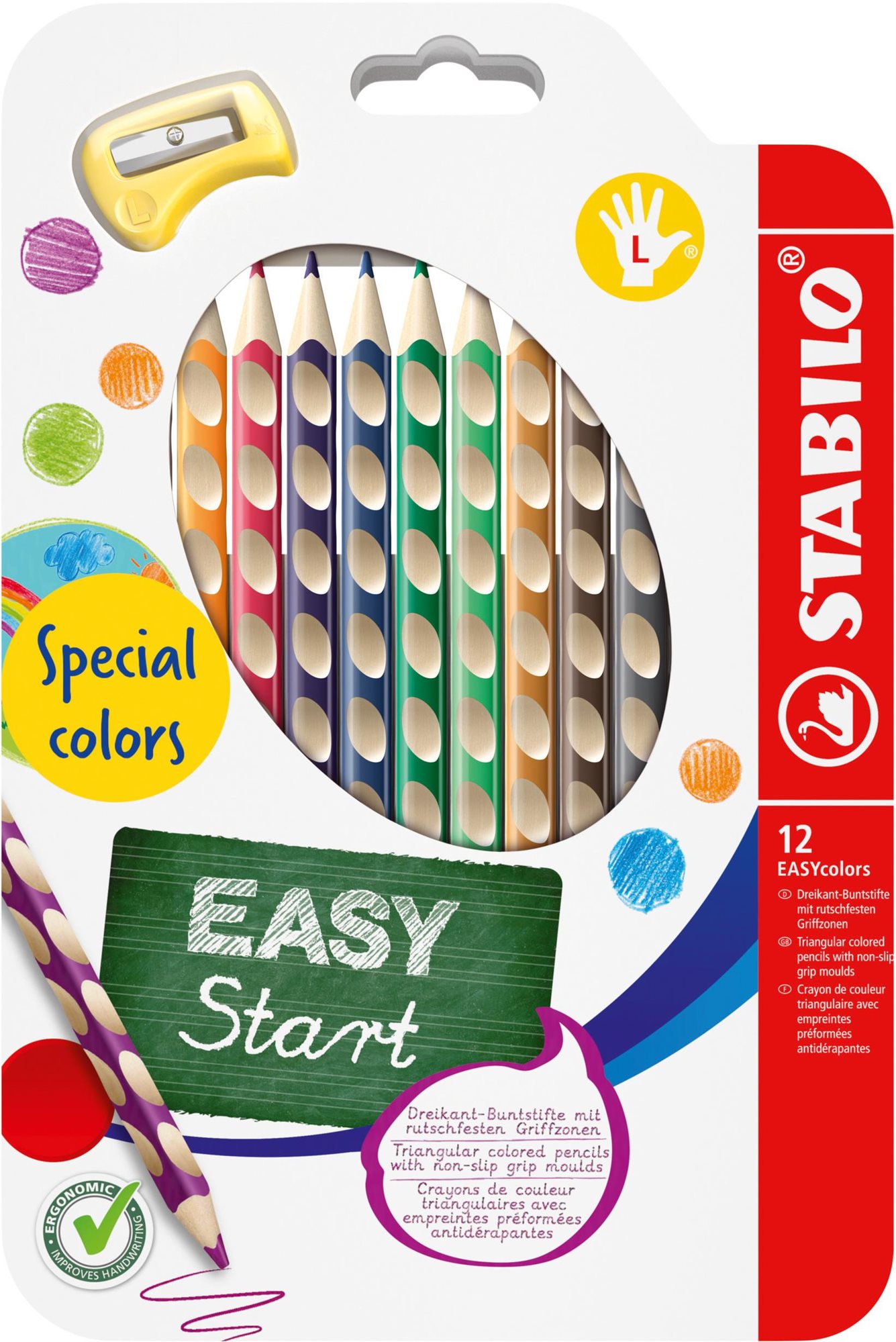 STABILO EASYcolors pre ľavákov, špeciálne farby – súprava 12 farieb...