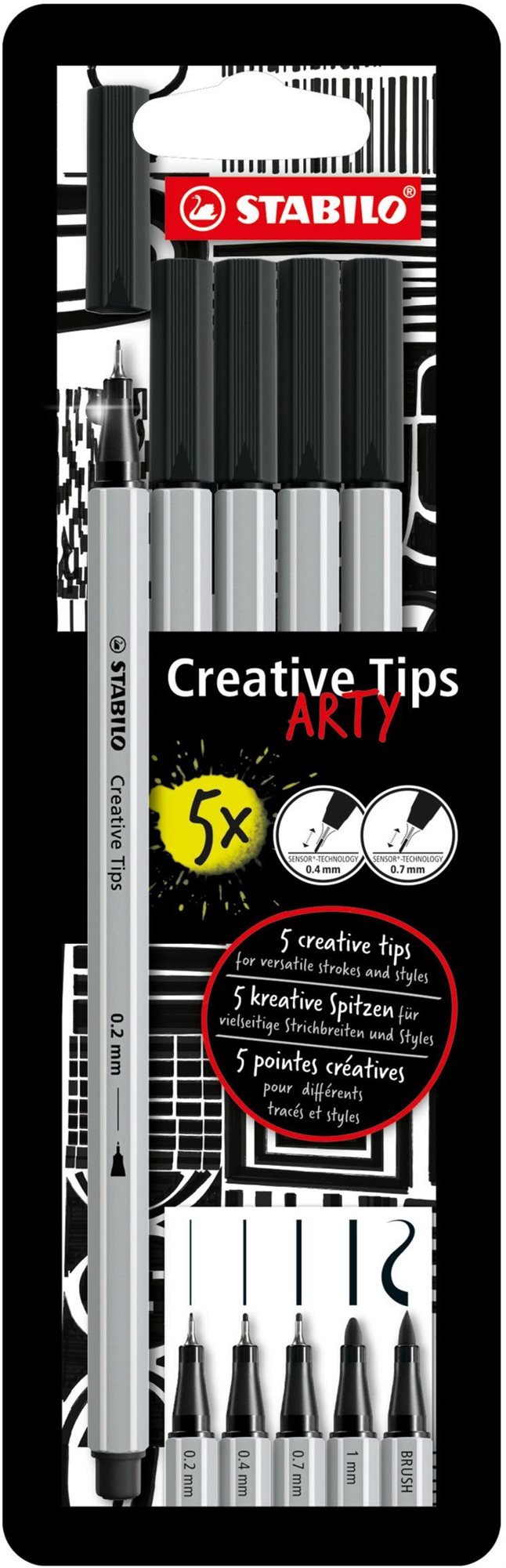 STABILO Creative Tips ARTY - 5 darabos készlet (fekete) Tűfilc...