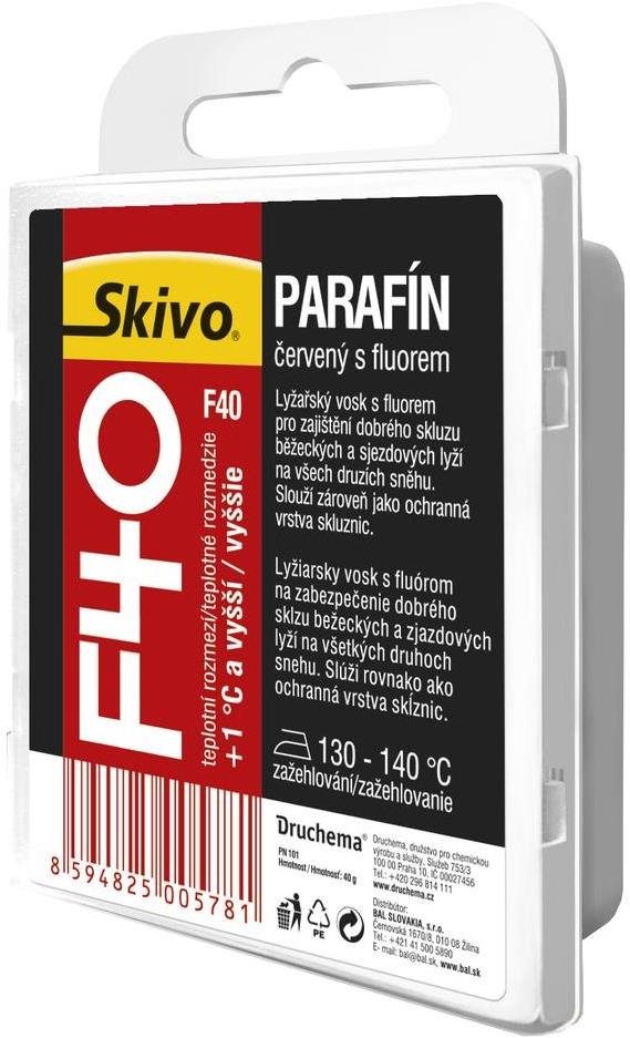 Druchema Skivo Parafín F 40 červený 40 g Lyžiarsky vosk