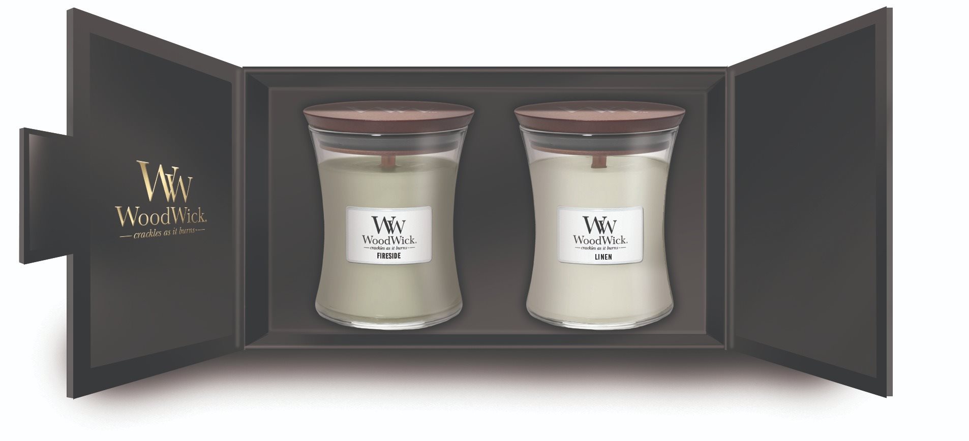 WOODWICK, darčeková súprava, 2× stredná sviečka Darčeková sada