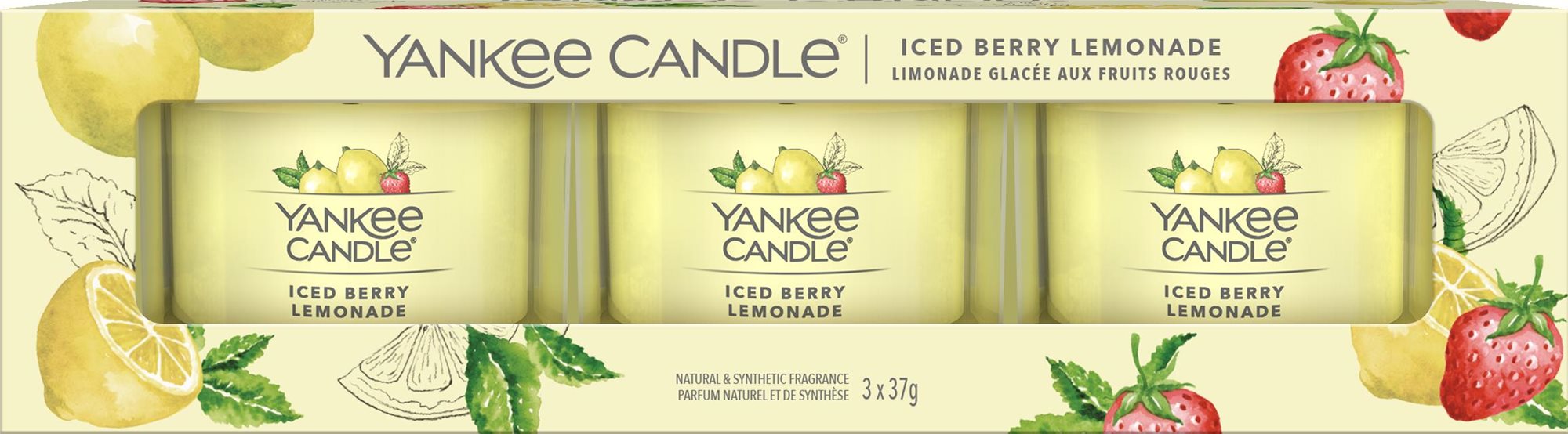 YANKEE CANDLE Iced Berry Lemonade set Sampler 3× 37 g Darčeková sada