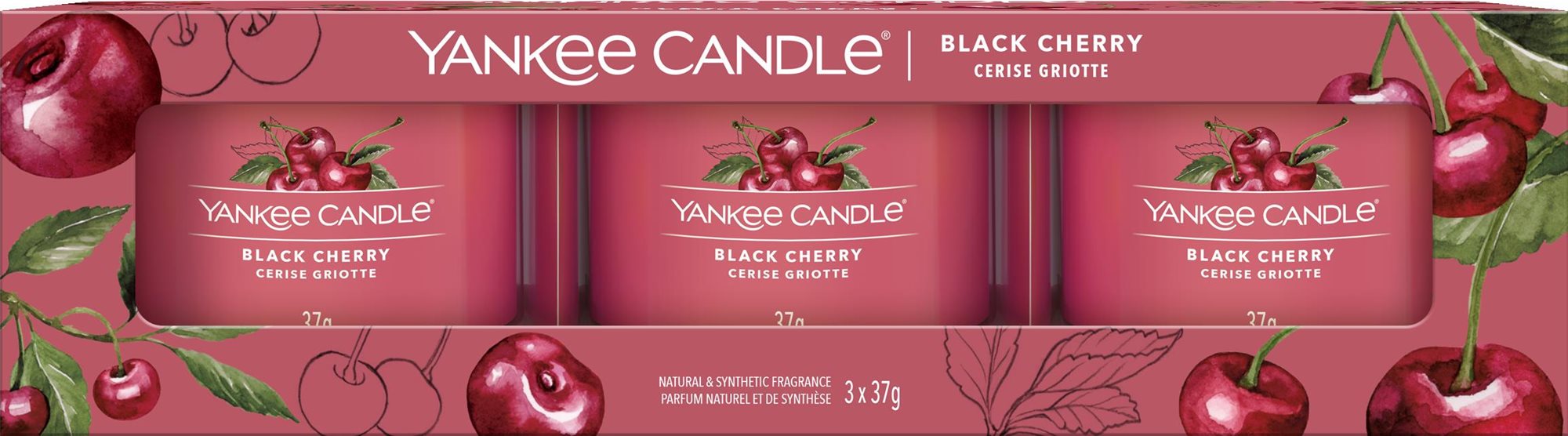 YANKEE CANDLE Set Black Cherry Sampler 3× 37 g Darčeková sada