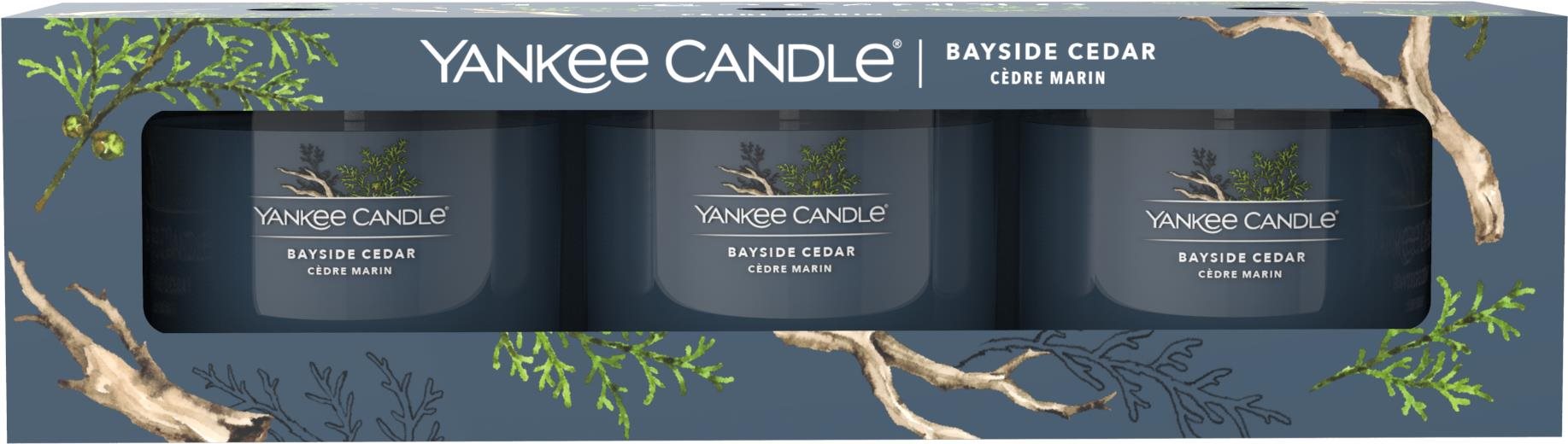 YANKEE CANDLE Bayside Cedar set Sampler 3× 37 g Darčeková sada