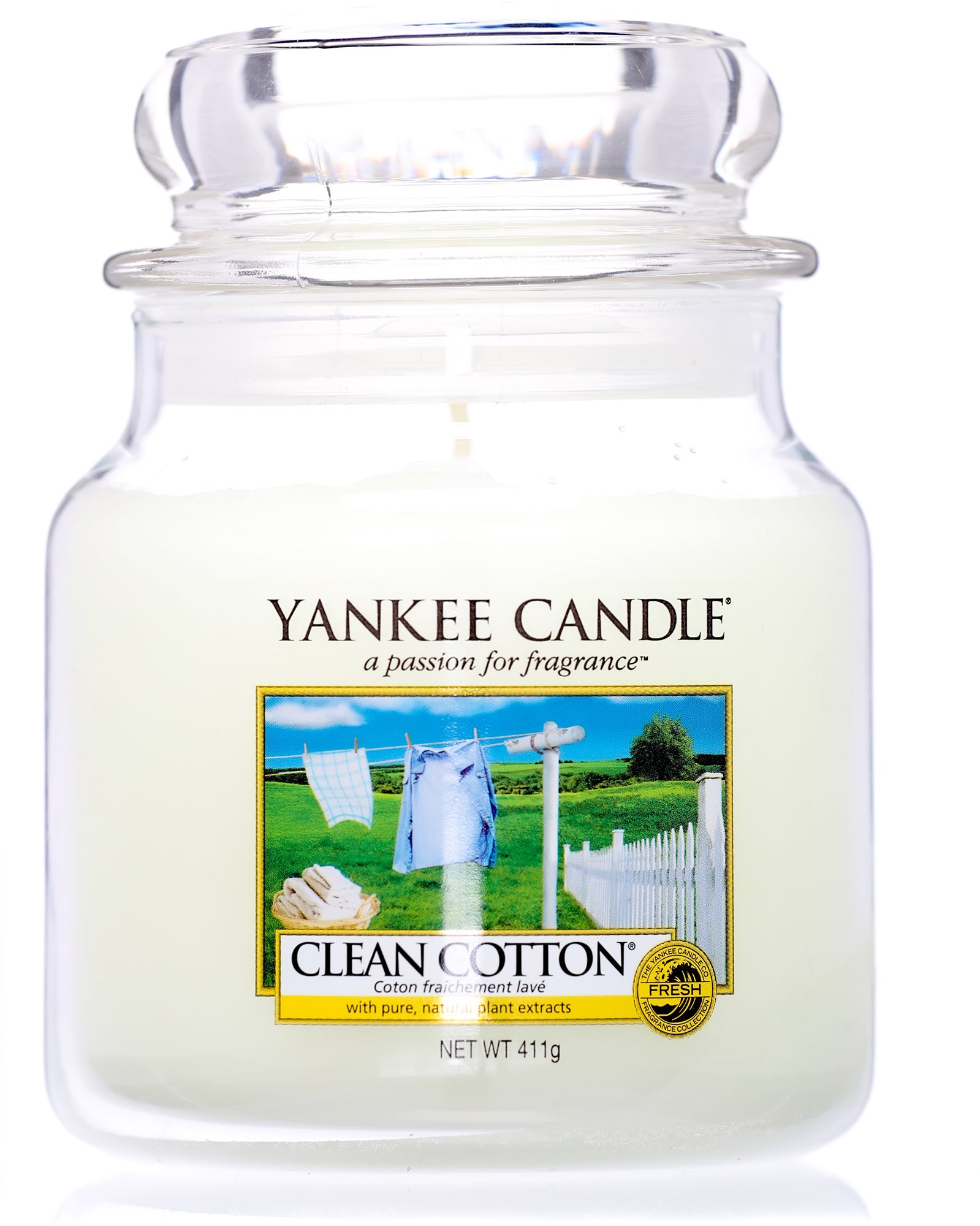 YANKEE CANDLE Classic stredná Clean Cotton 411 g Sviečka