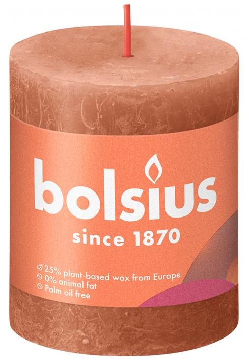 BOLSIUS rustikální svíčka rezavě růžová 80 × 68 mm Svíčka