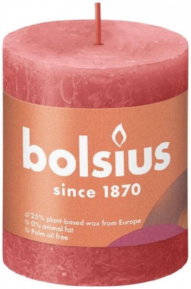 BOLSIUS rusztikus gyertya virágos rózsaszín 80 × 68 mm Gyertya