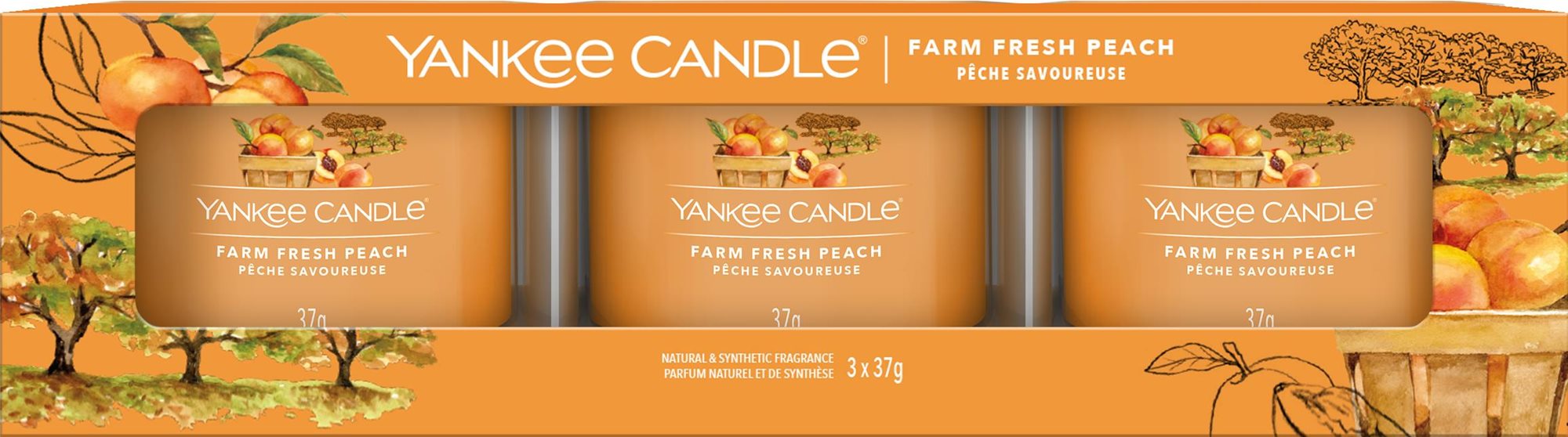 YANKEE CANDLE Farm Fresh Peach 3× 37g Ajándék szett