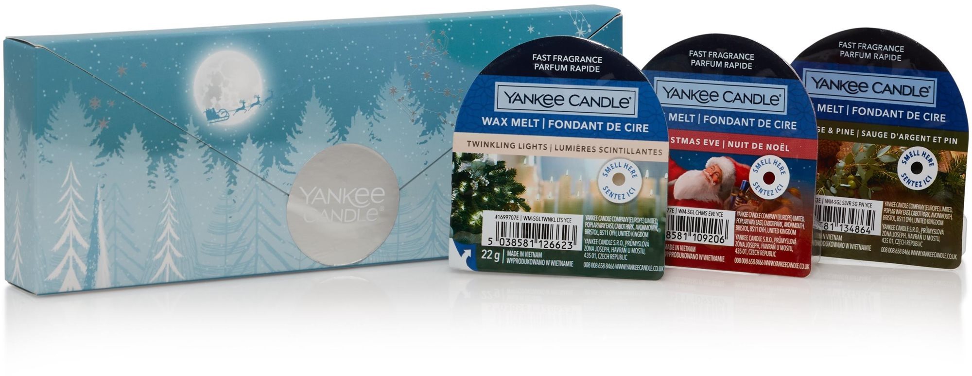 YANKEE CANDLE vánoční set 2023 vonný vosk (3× 22 g) Vonný vosk