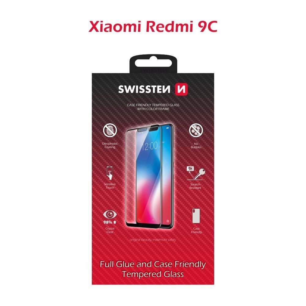 Swissten Case Friendly pour Xiaomi Redmi 9C noir Verre trempé