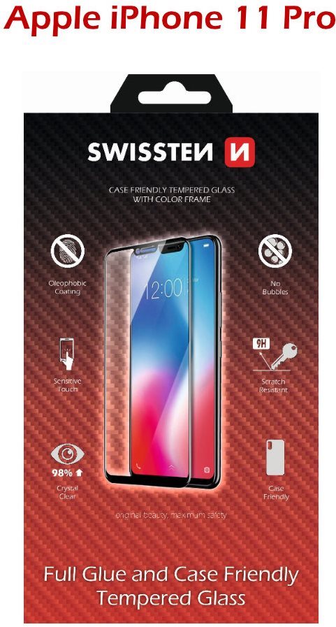 Etui Swissten Friendly pour iPhone 11 Pro noir Verre trempé