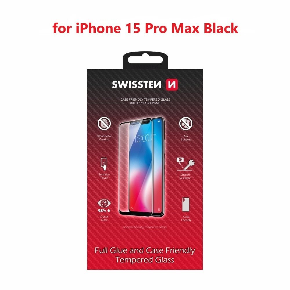 Swissten Full Glue Apple iPhone 15 Ultra 3D üvegfólia - fekete...