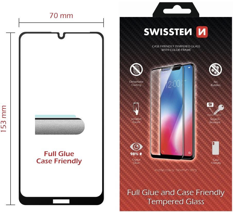 Swissten 3D Full Glue für Huawei Y7 2019 schwarz Schutzglas