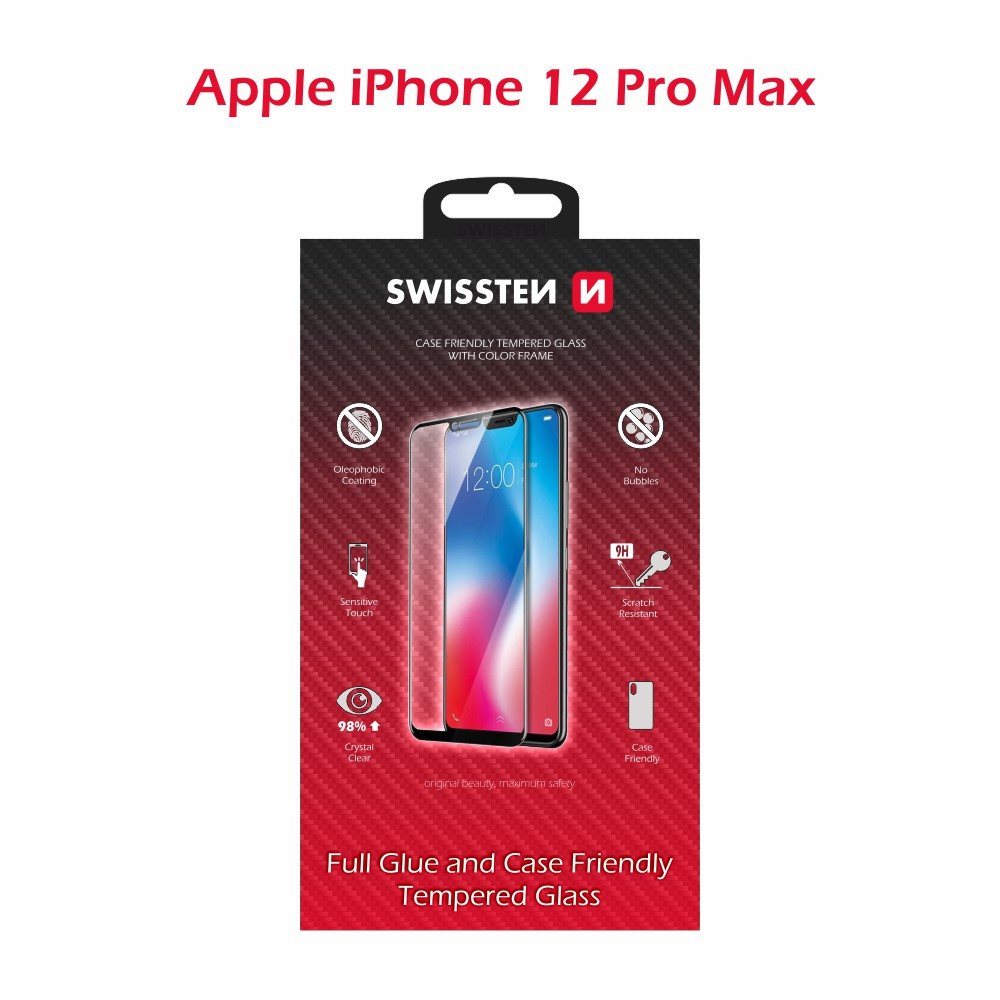 Swissten Case Friendly for iPhone 12 Pro Max Glass Screen Protector