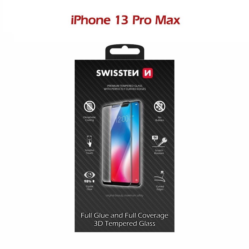 Swissten 3D Full Glue for Apple iPhone 13 Pro Max Black Glass...