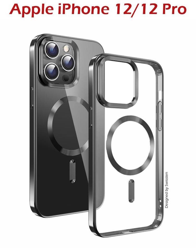 Swissten Clear Jelly MagStick Metallic na iPhone 12/12 Pro čierny...