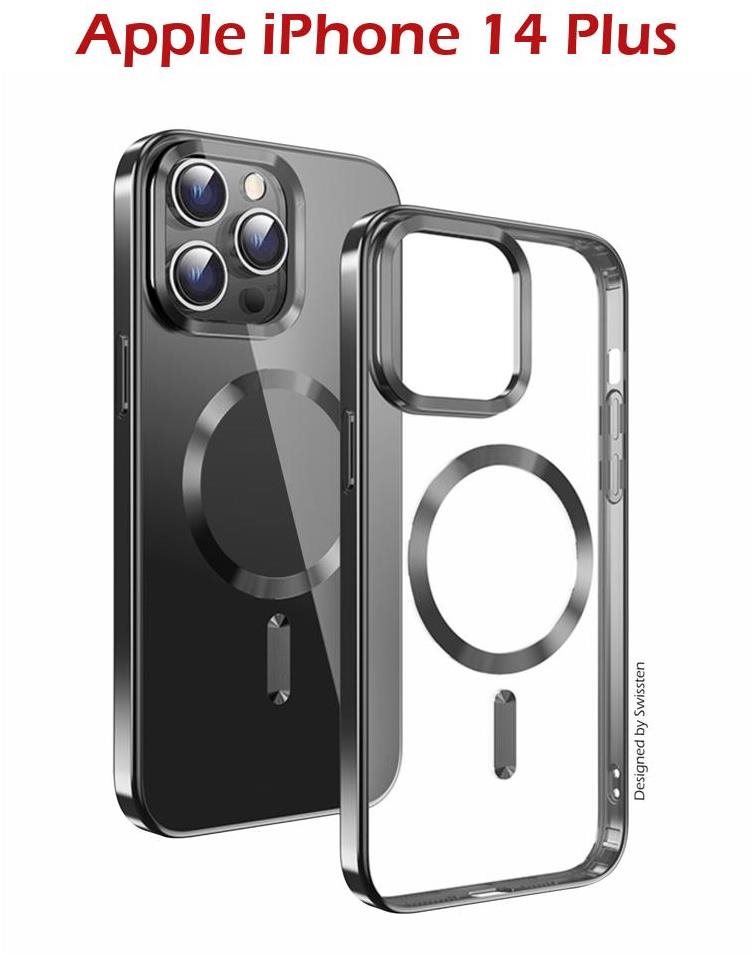 Swissten Clear Jelly MagStick Metallic für iPhone 14 Plus schwarz...