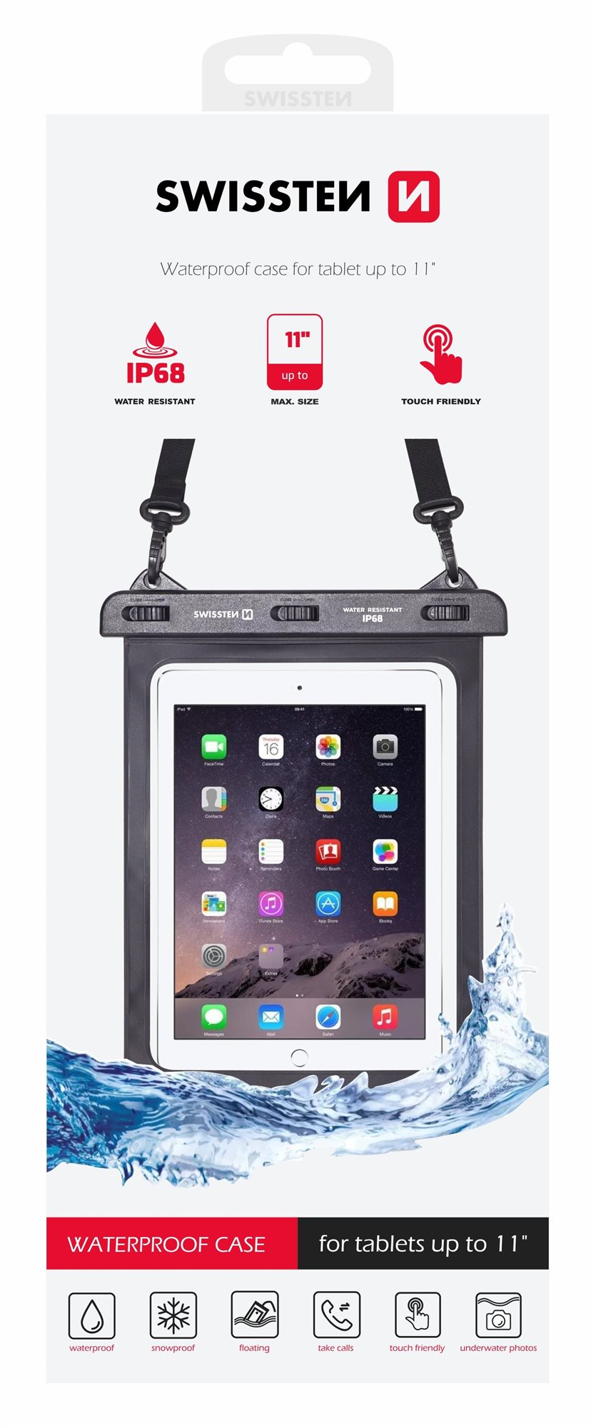 Swissten Waterproof na tablet 10.1" čierne Puzdro na tablet
