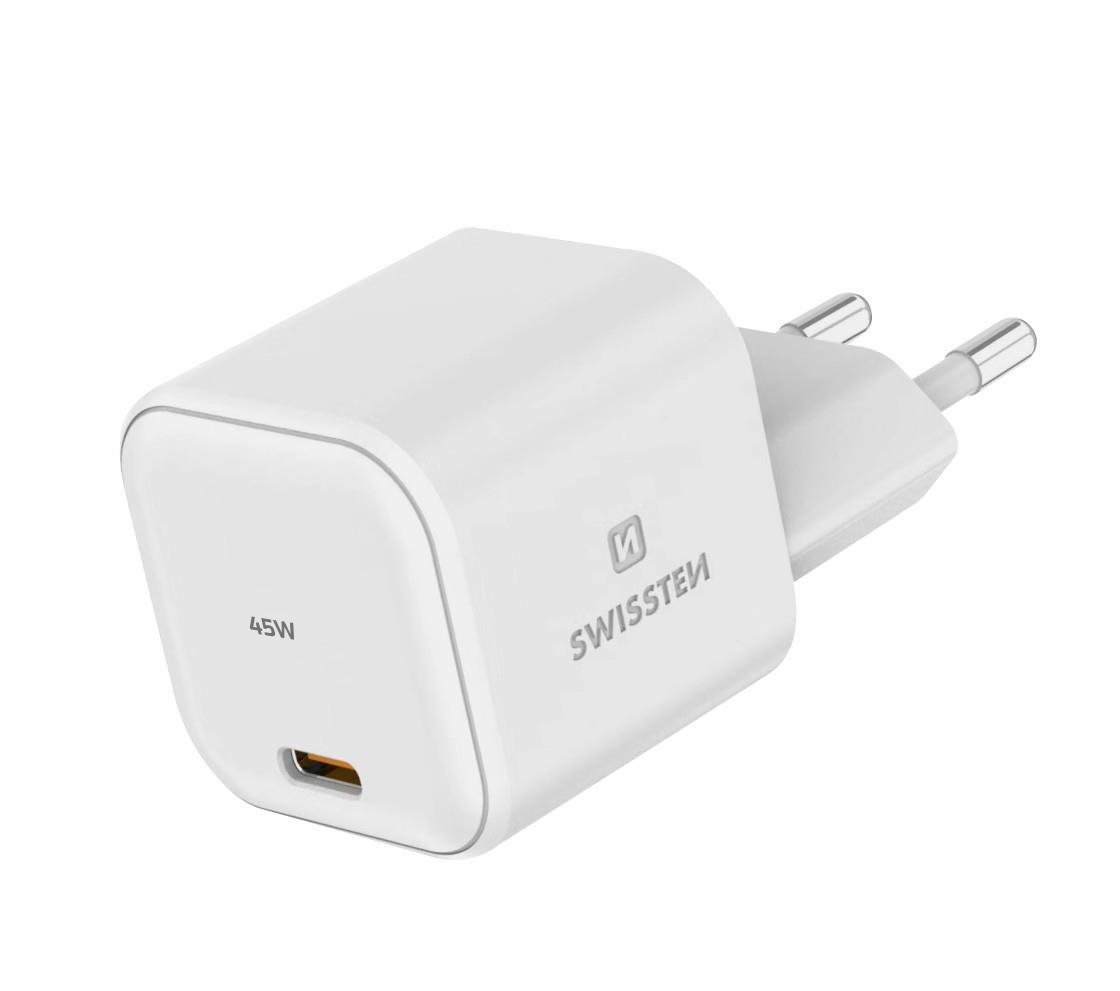 Swissten GaN 1x USB-C 45W Power Delivery, fehér Töltő adapter