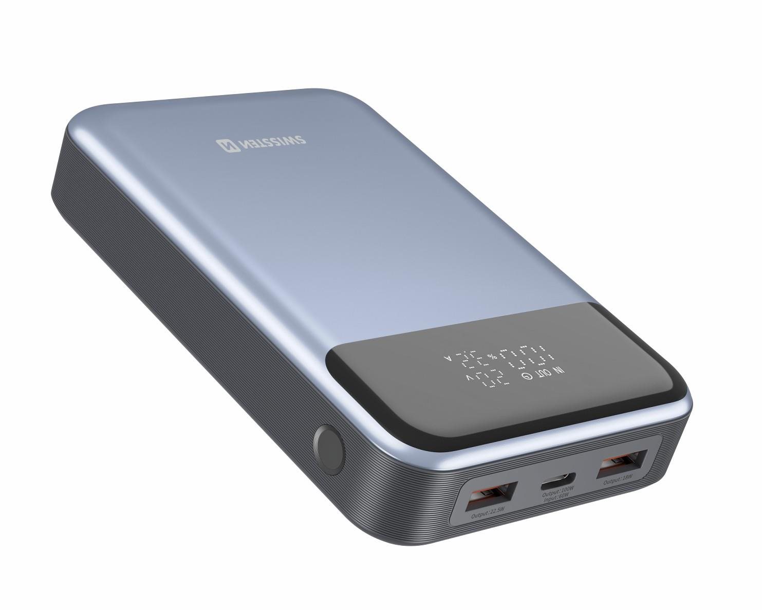 Swissten Power Bank 20 000 mAh 100W Power Delivery für Laptops...