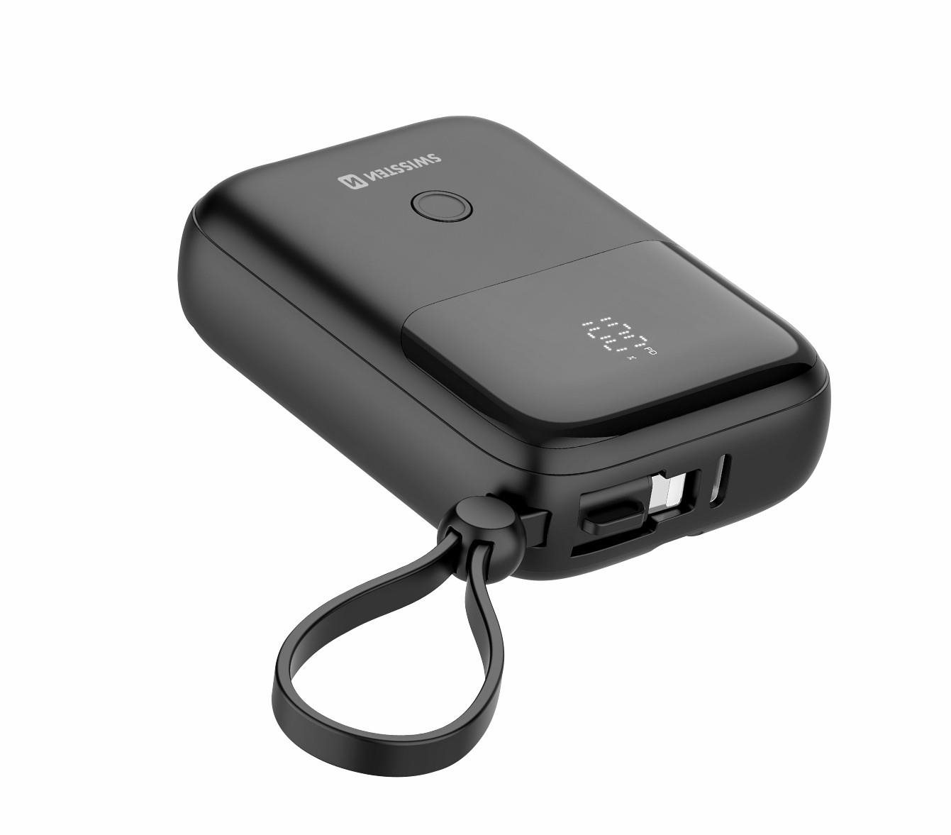 Swissten Power Bank 10 000 mAh 22.5W + integrált USB-C és Lightning...