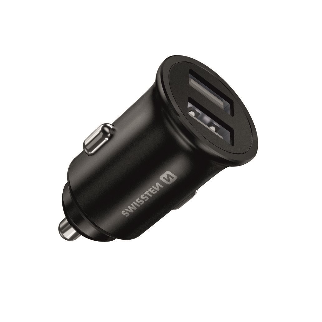 Swissten CL Adapter 2x USB 4.8A Metal Black Car Charger