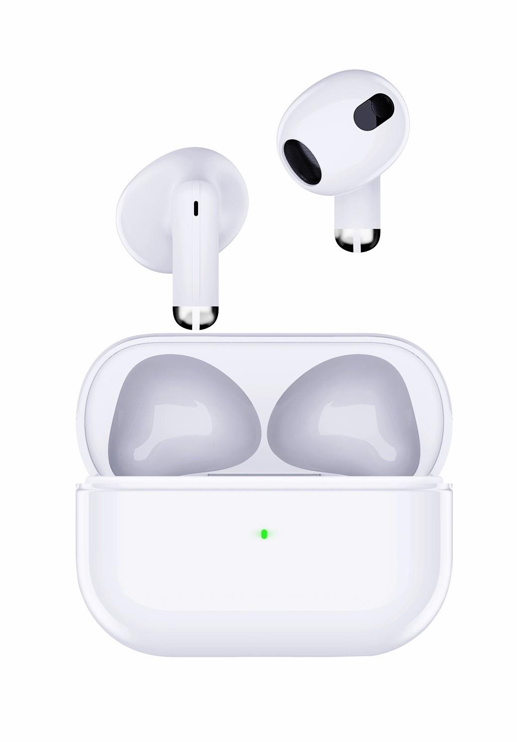 Swissten miniPODS TWS Bluetooth slúchadlá biele Bezdrôtové slúchadlá