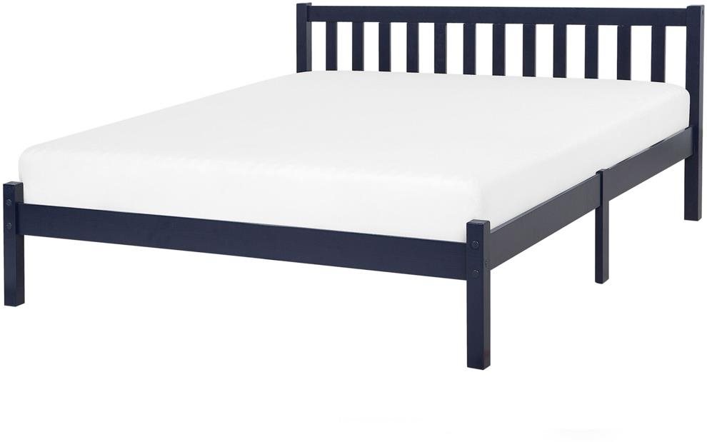 BELIANI drevená 160 × 200 cm BELIANI tmavo modrá FLORAC Posteľ