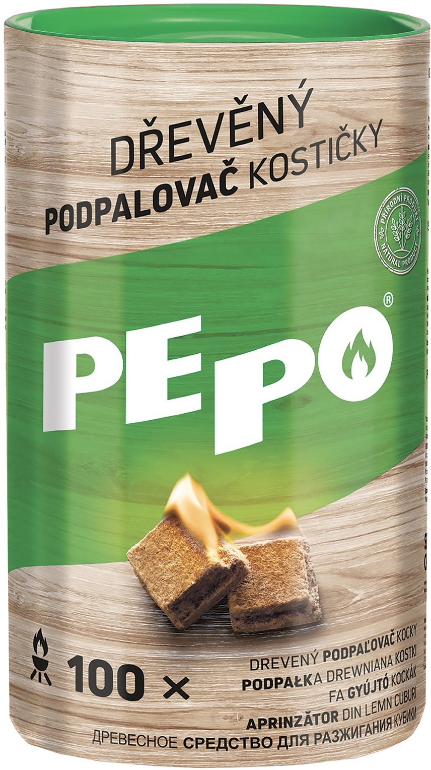 PE-PO drevený podpaľovač kocky 100 ks FSC Podpaľovač