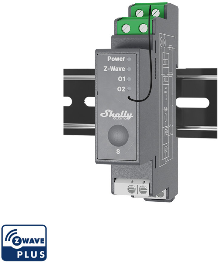 Shelly Wave 2, Schaltmodul 2x 16A auf DIN-Schiene, Z-Wave Schalter