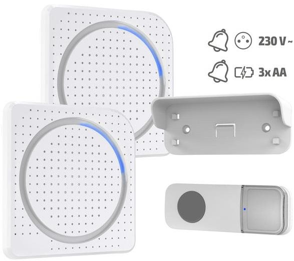 Solight 2× bezdrôtový zvonček, do zásuvky + batériový, 200 m,...