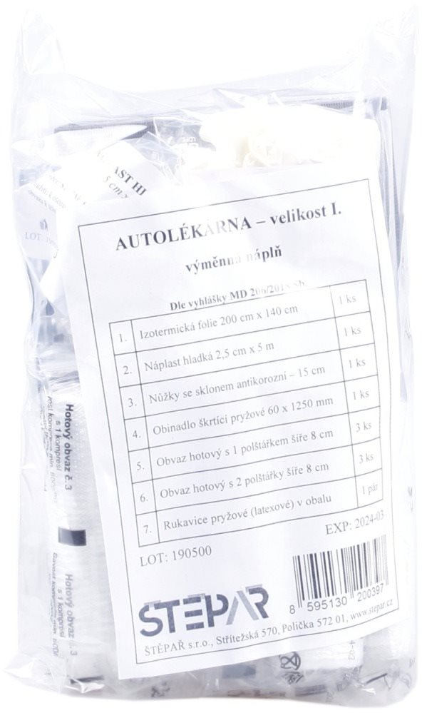 ŠŤEPAŘ Autolekárnička, náplň, 182/2011 Autolekárnička