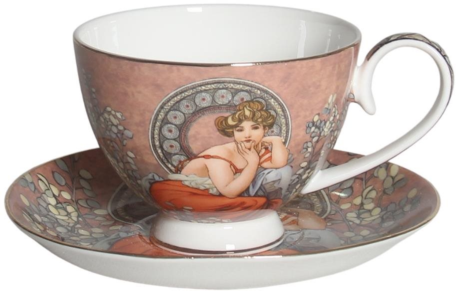 Home Elements Porcelánová šálka 270 ml s tanierikom, Mucha tmavá...