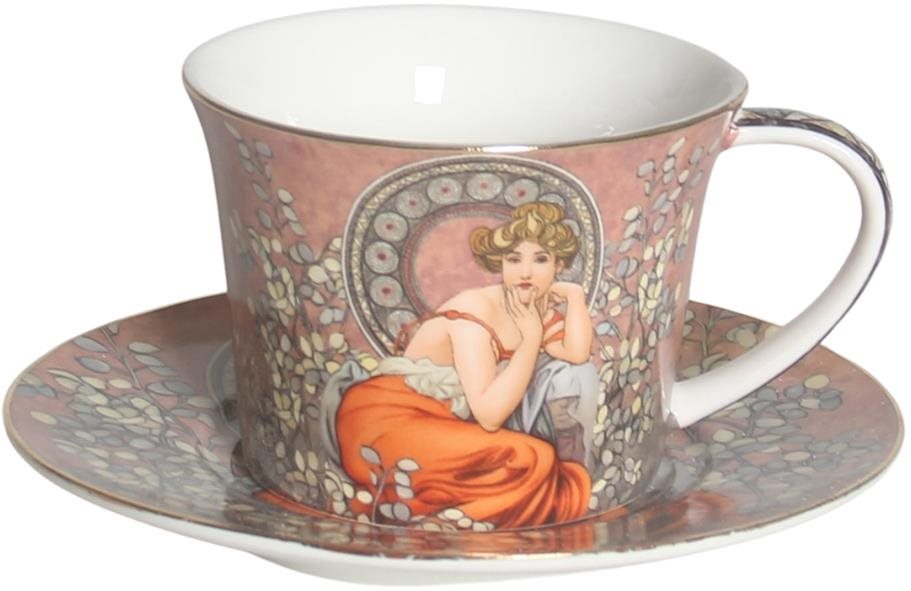 Home Elements Porcelánová šálka 350 ml s tanierikom, Mucha tmavý...
