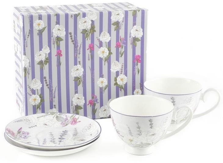 Home Elements Porcelánová šálka s podšálkou 2× 250 ml, Levanduľa...