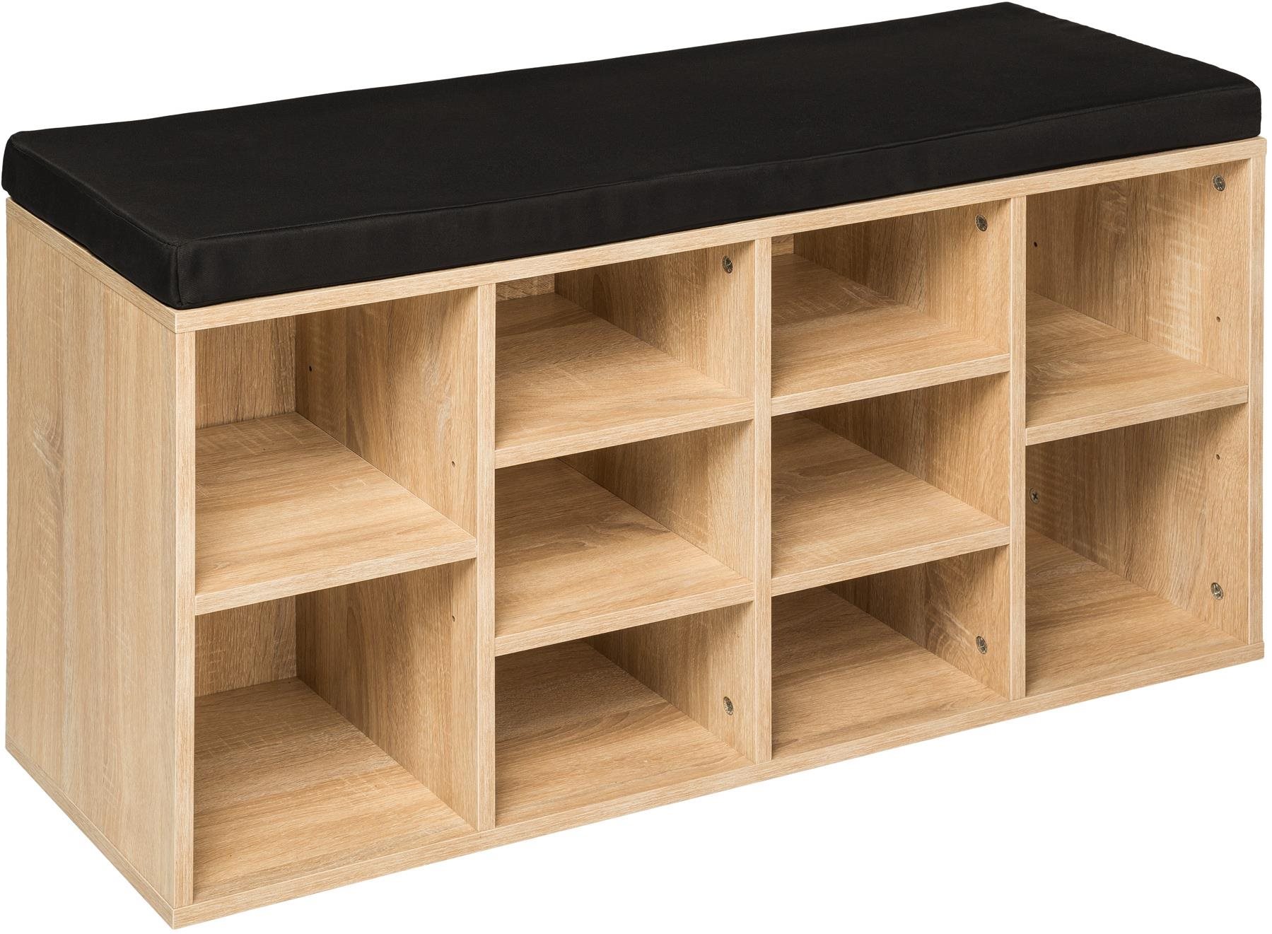 Skrinka na topánky so sedákom 103,5 × 48 × 30 cm čierna/dub svetlý...
