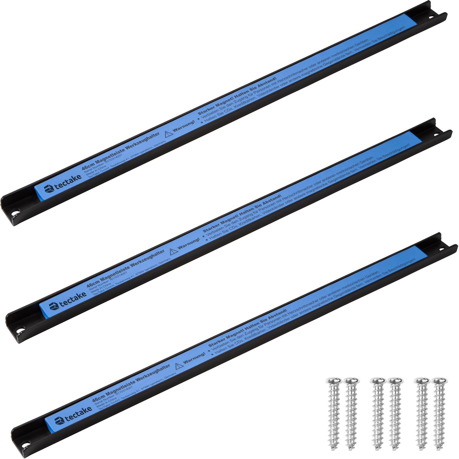 Tectake Magnetické lišty na náradie 46 cm, 3 Magnetická lišta na...