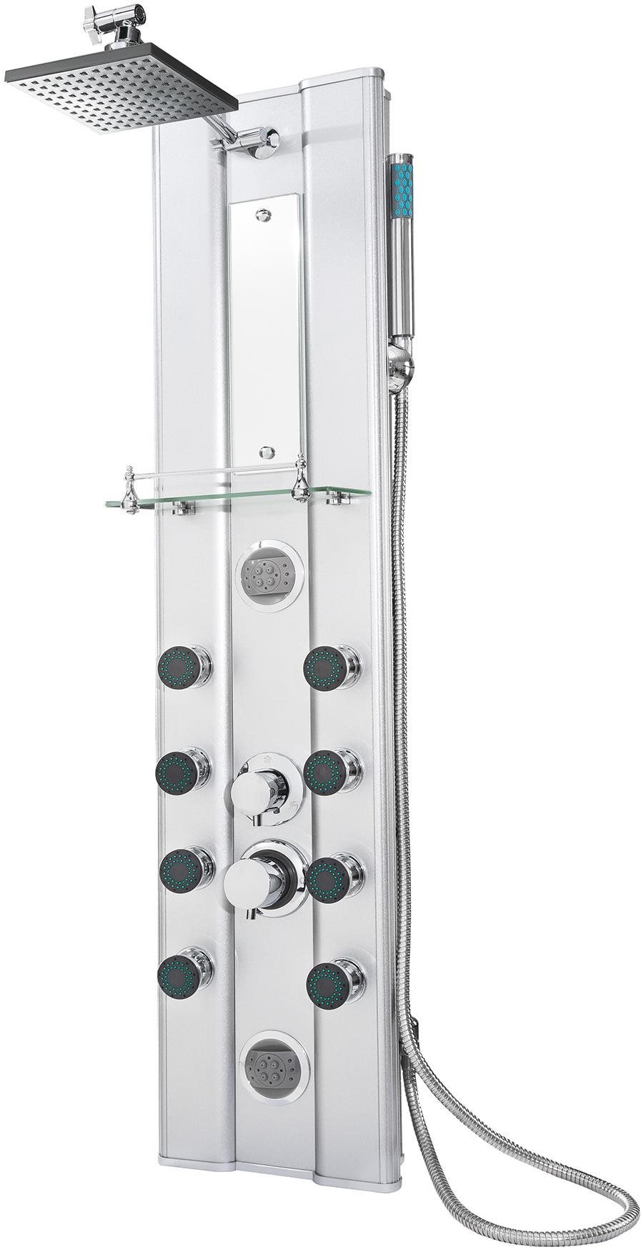 Tectake hydromasážny sprchový panel s 10 tryskami – strieborný...