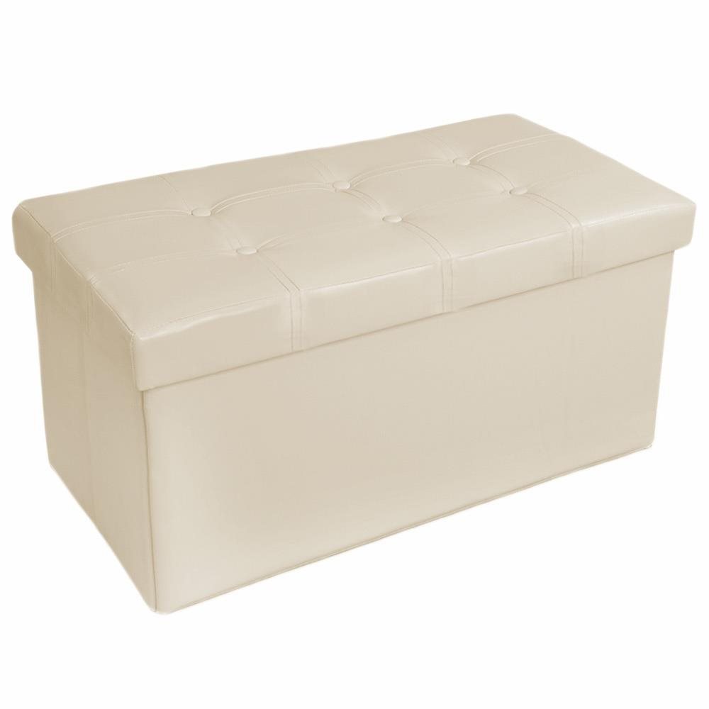 Box skladací s úložným priestorom 80 × 40 × 40 cm, béžový Taburetka