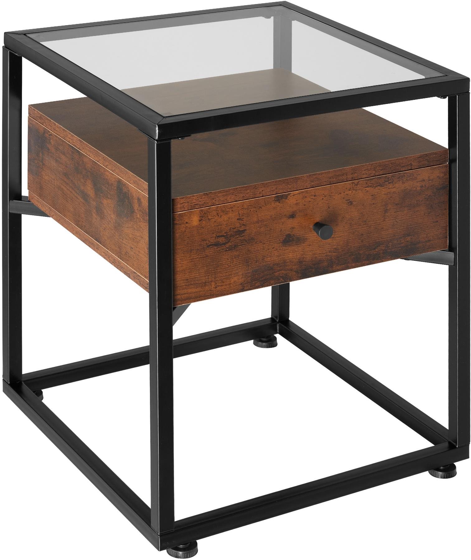 TecTake Nočný stolík Preston 43 × 45 × 54,5 cm – Industrial tmavé...