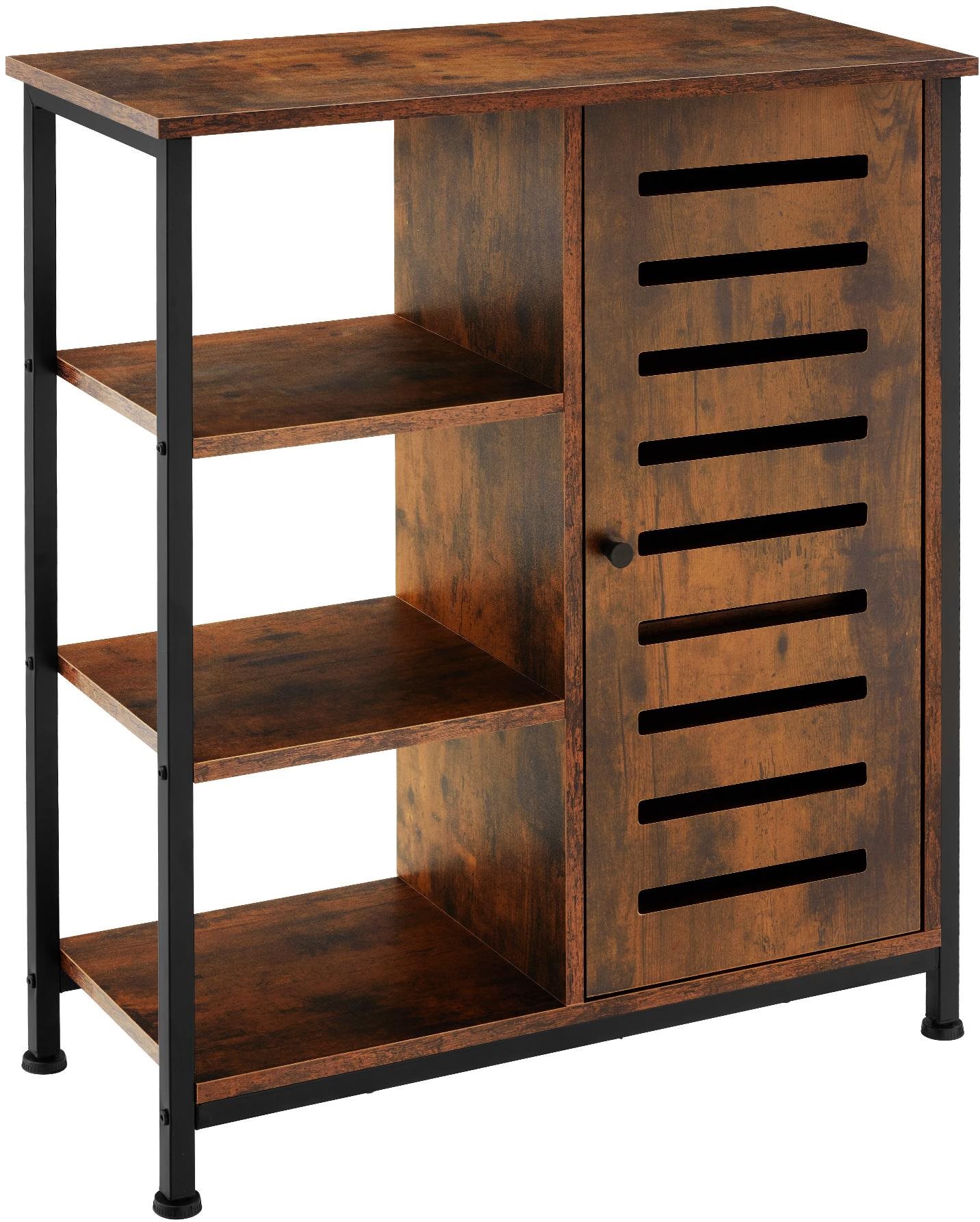 TecTake Komoda 71 × 32 × 82 cm – Industrial tmavé drevo, pánt dverí...