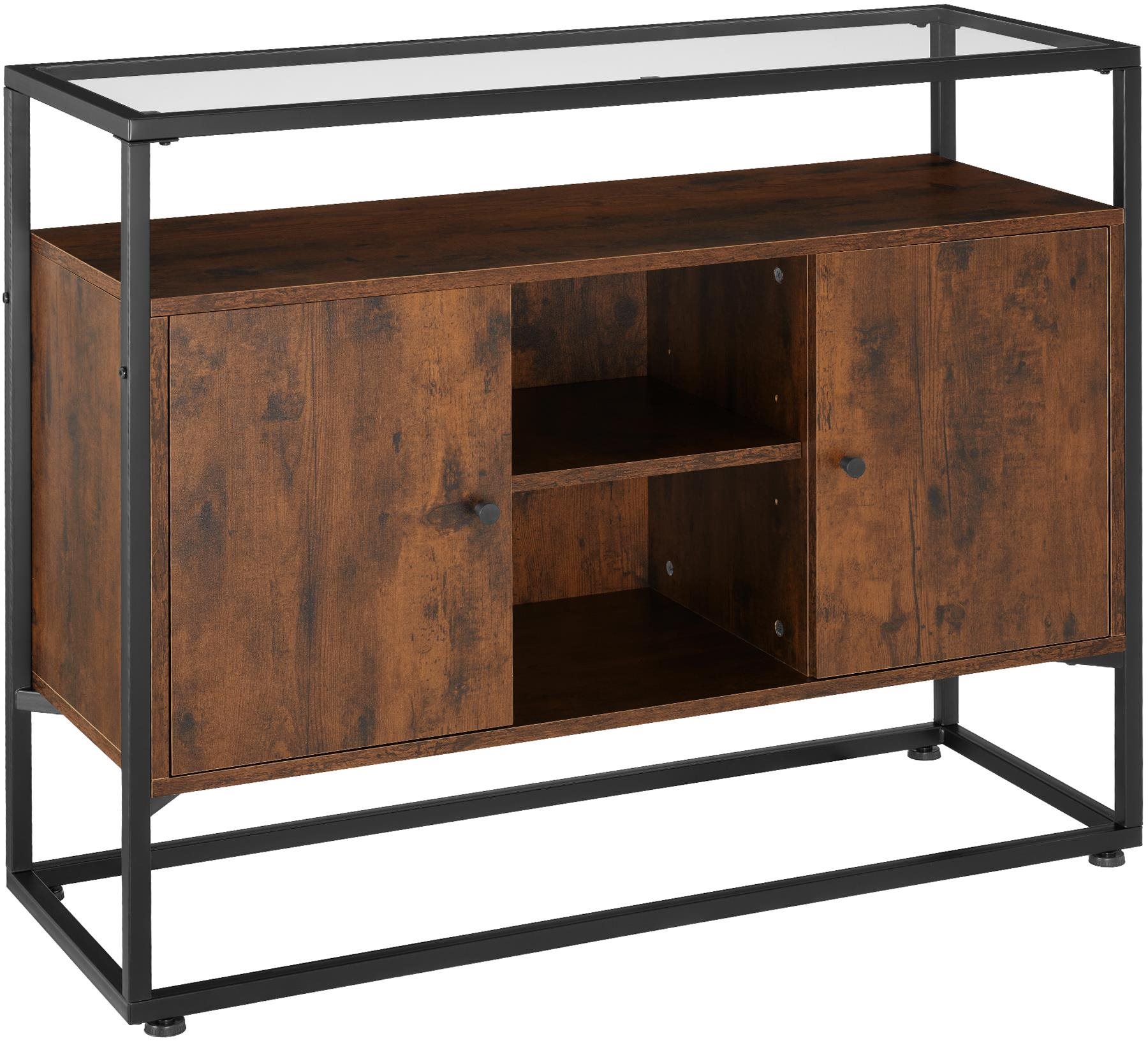 TecTake Komoda Oldham 100 × 38 × 80,5 cm – Industrial tmavé drevo...