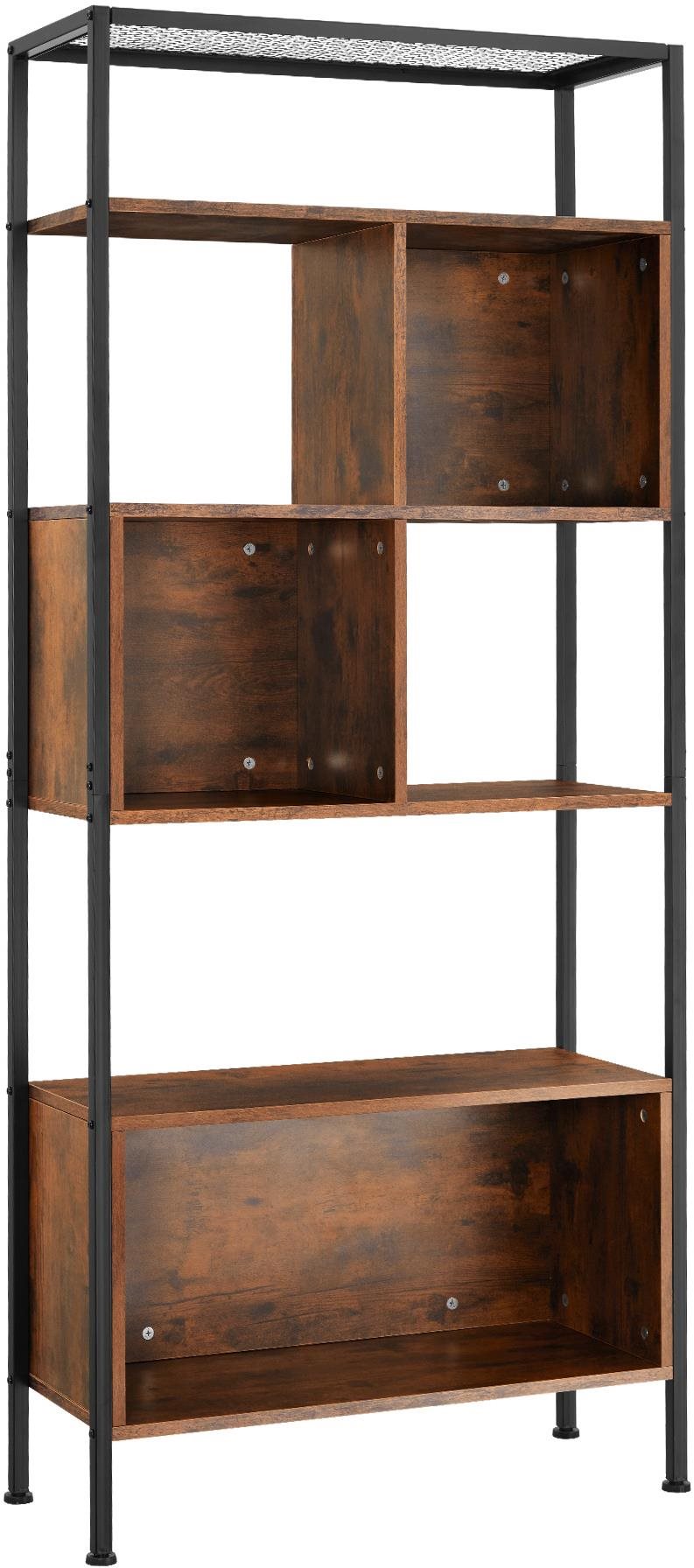 TecTake Regál Hastings 75 × 31 × 170,5 cm dekor tmavé drevo Regál