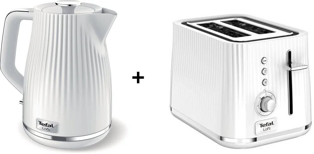 Tefal KO250130 Loft weiß + Toaster Tefal TT761138 Loft 2S...
